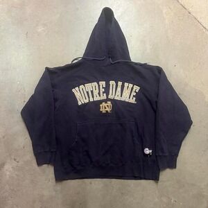 Y2K Navy Blue Baggy‎ Collegiate Wear Notre Dame Hoodie size Large
